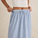 Lola Check Tiered Maxi Skirt - Blue