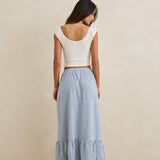 Lola Check Tiered Maxi Skirt - Blue