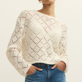 Hullen Crochet Sweater - Cloud