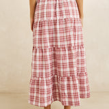 Chelsea Check Tiered Maxi Skirt - Plum