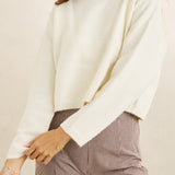 Estelle Fluffy Crew Neck Knit - Creme