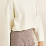 Estelle Fluffy Crew Neck Knit - Creme