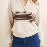 Strata Knit Collared Jumper - Natural