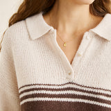 Strata Knit Collared Jumper - Natural