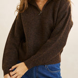 Quincy Zip Knit - Chocolate