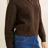 Quincy Zip Knit - Chocolate