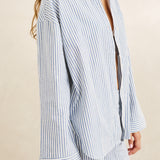 Vista Stripe Oversized Shirt - Blue
