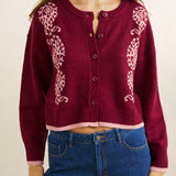 Sandy Crop Cardigan - Plum