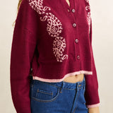Sandy Crop Cardigan - Plum