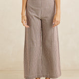 London Check Wide Leg Pant - Chocolate