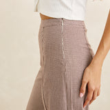 London Check Wide Leg Pant - Chocolate