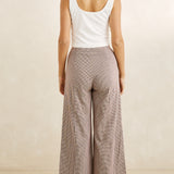 London Check Wide Leg Pant - Chocolate