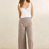 London Check Wide Leg Pant - Chocolate