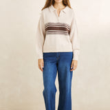 Strata Knit Collared Jumper - Natural