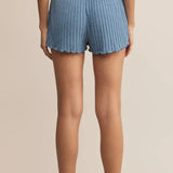 Dawn Smocked Rib Short - Oceanic Blue